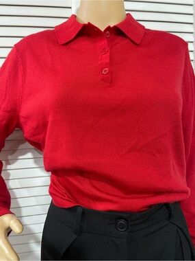 J. Crew Bright Red Polo Knit Sweater